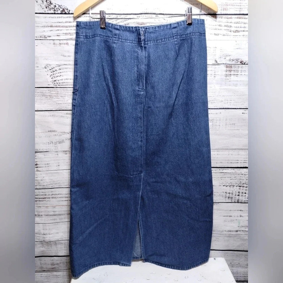 Vanderbilt Denim‎ Maxi Skirt Medium Blue size 12 Patchwork Y2K - Picture 3 of 6
